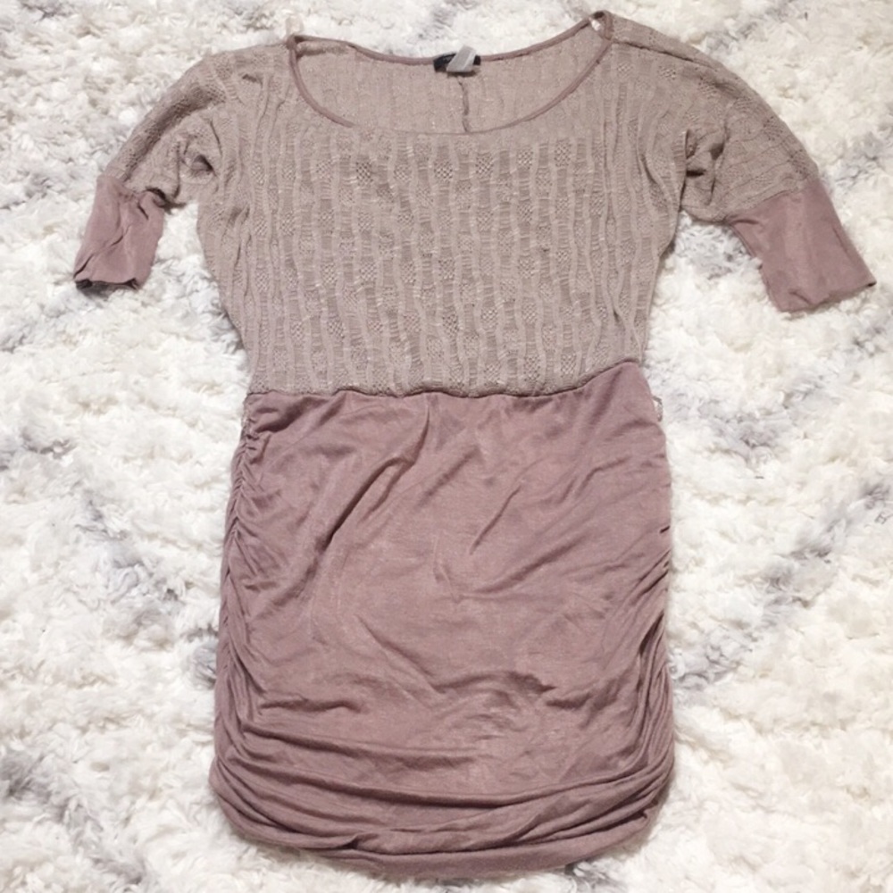 Taupe bodycon dress with sweater top